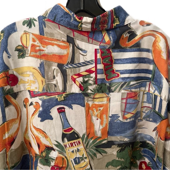 90s Vintage Mens size XXL Natural Issue Miami Tropical Cocktail Camp Shirt EUC - Picture 4 of 5